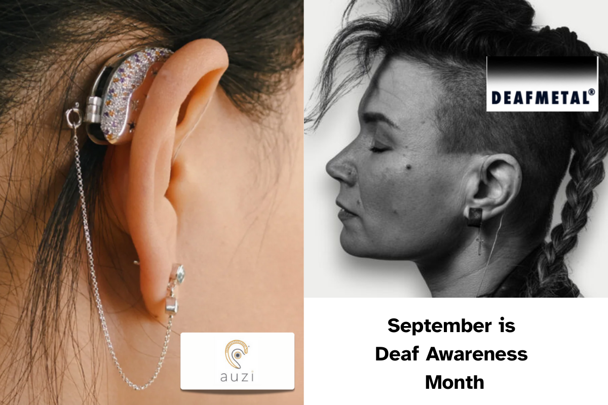Two hearing aid brands, Auzi and Deaf Metal for Deaf Awareness Month.